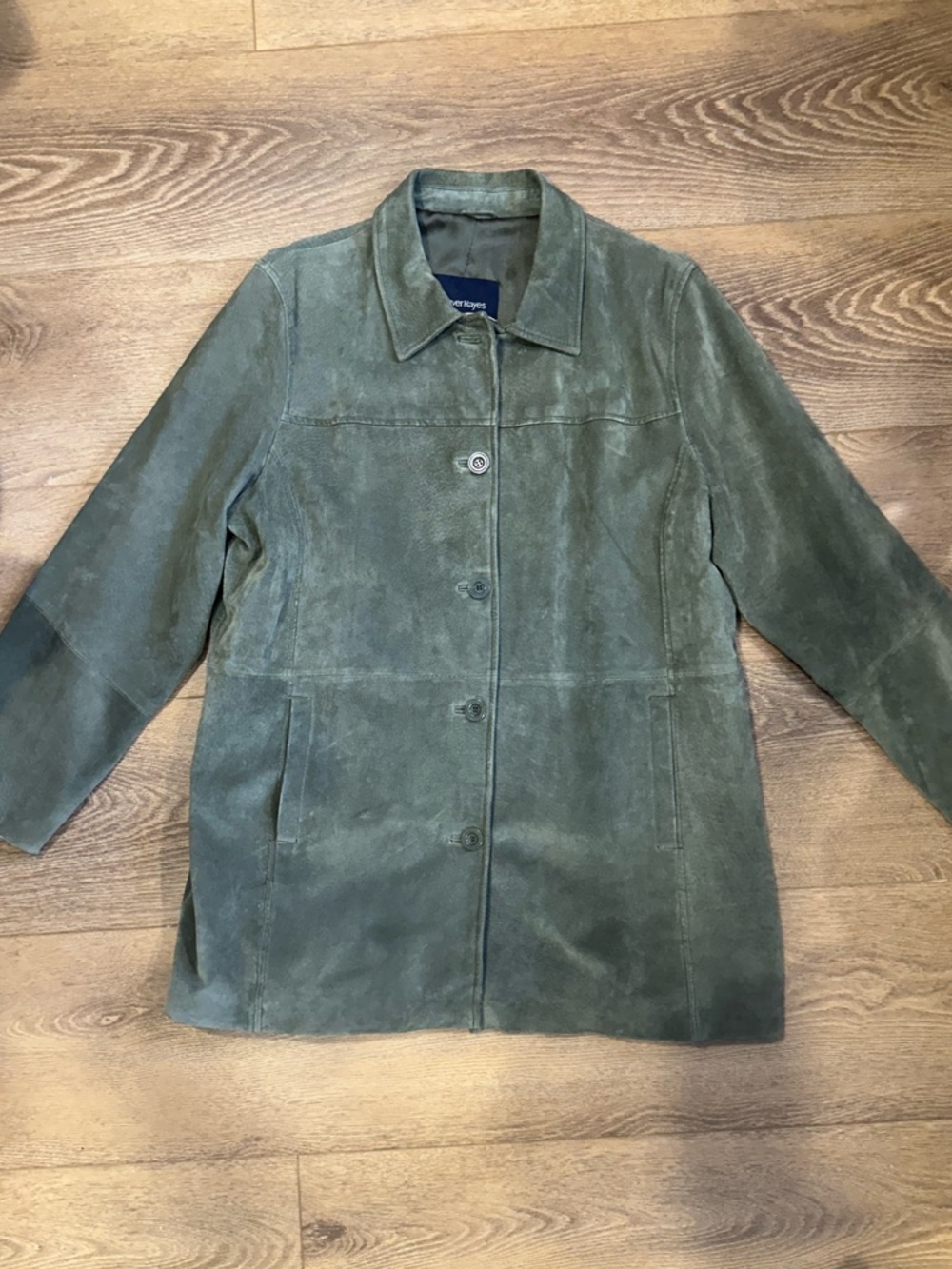 Denver Hayes Olive Green Suede Button-Front Jacket - Picture 6 of 13